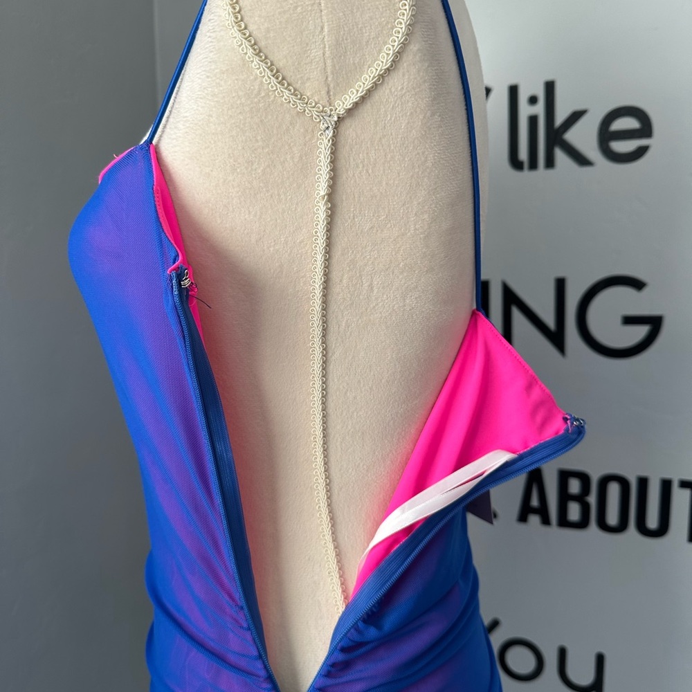 NWT Superdown Vibrant Pink and Blue Mesh Dress Size L - Picture 7 of 13